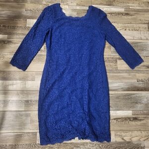 Adrianna Papell blue lace dress